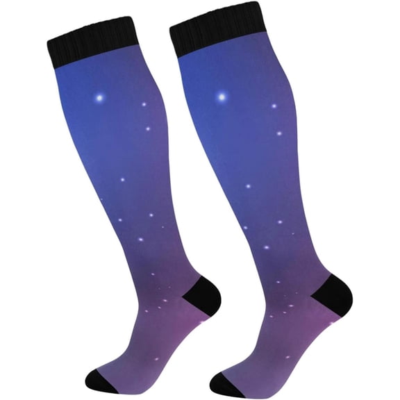 GZHJMY Galaxy Compression Socks, Women Men Long Stocking (20-30mmHg), Travel Knee High Stockings for Athletic Sports,Running,Cycling,Nursing
