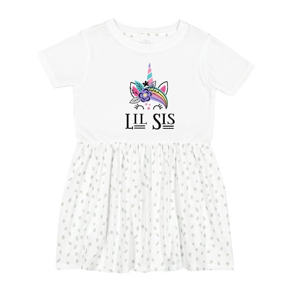 Inktastic Little Sister Unicorn Lil Sis Girls Toddler Dress