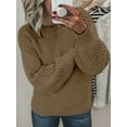 thumbnail image 1 of Chandail à Col Rond pour Femmes - Chandail à Manches Longues en Tricot Doux Couleur Unie, 1 of 13
