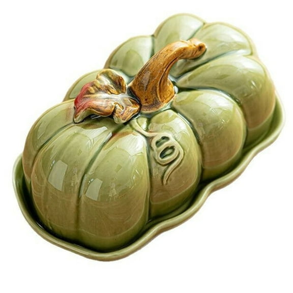 Ceramic Pumpkin Butter Dish with Lid for Countertop, Butter Container, Butter Keeper