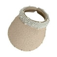 thumbnail image 2 of Xysaqa Womens Fashion Wide Brimmed Sun Visor Hat Sun Protection Bling Pearl Hat for Outdoor Beach Travel Hats, 2 of 6