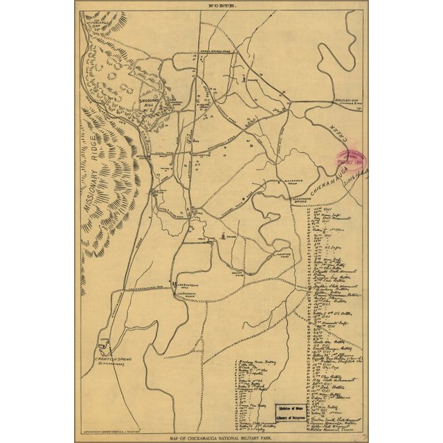 24"x36" Gallery Poster, Map of Chickamauga National Military Park 1895
