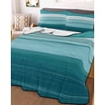 thumbnail image 3 of Quilts Queen Size, Teal Green Ombre Stripes Soft Comforter Bedding Set for Bed, Modern Farmhouse Lines Art Lightweight Quilted Bedspread with Pillow Cover(2 Pieces) for All Season, 90x96 Inch, 3 of 6