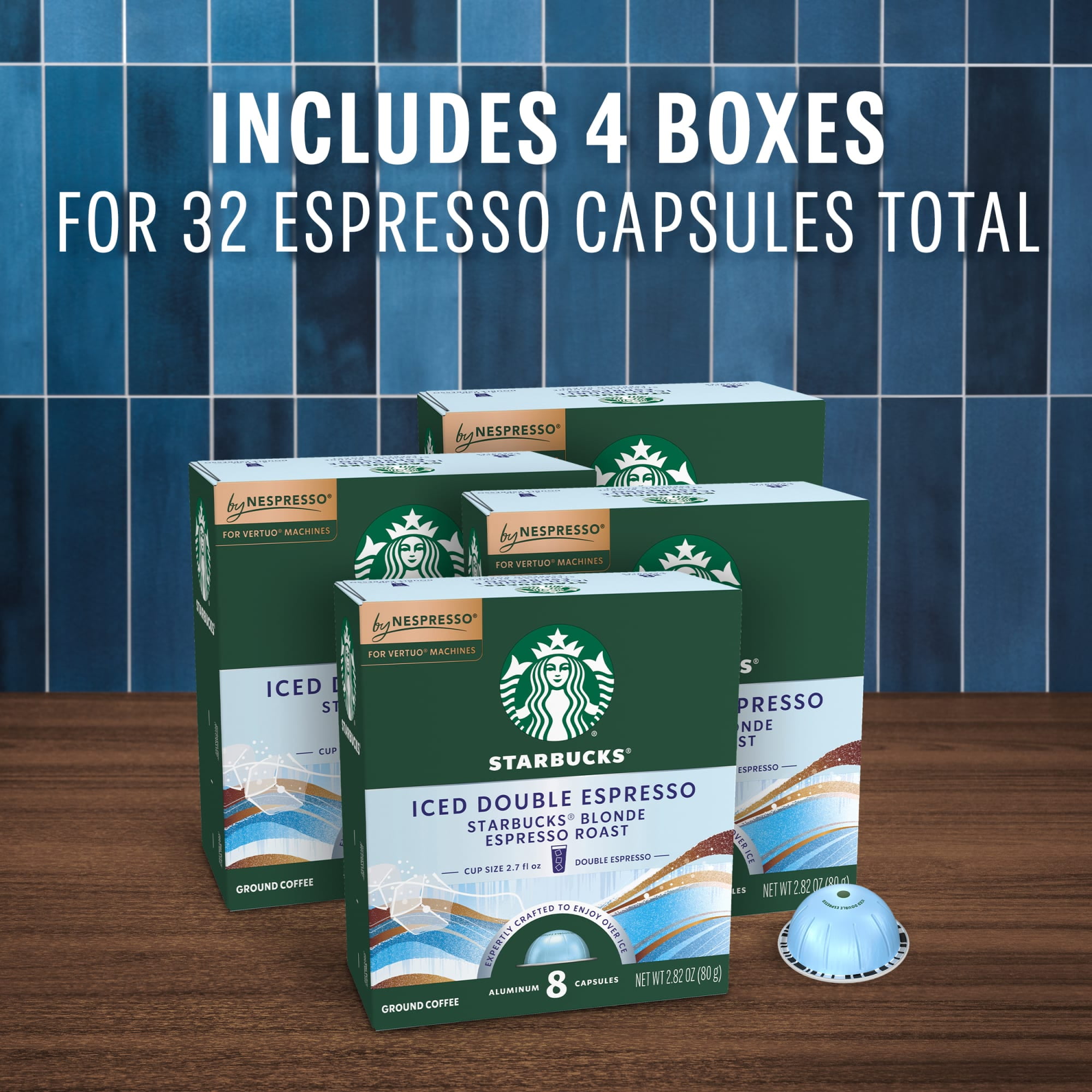 Starbucks by Nespresso Vertuo, Iced Double Espresso  Starbucks Blonde Espresso Roast, 32