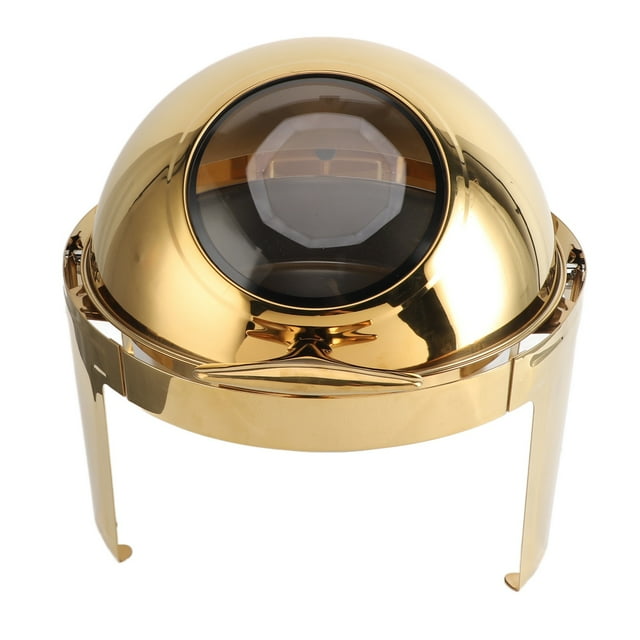 Chafing Dish Buffet Set for Alcohol Heater Visible Round Straight Legs Warmer Flip Lid Pan Flip Cover for Restaurant Hotel Circular Circle Food Plate for Cooking Restaurant