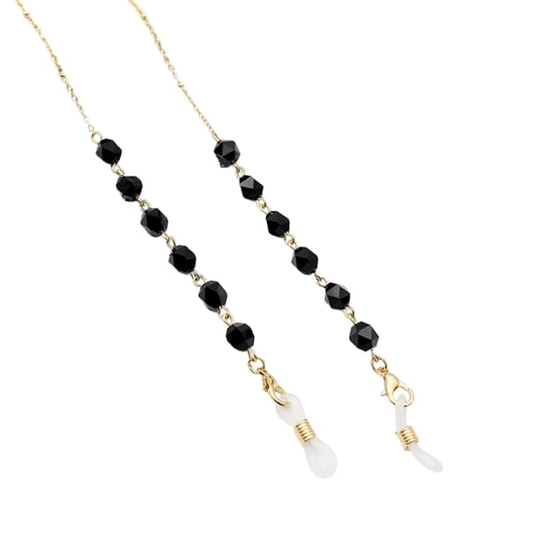 Cadena de Anteojos Zulema de Cristal Negro Retenedor de Cadena para Anteojos