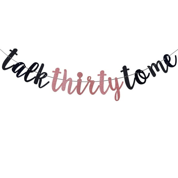 Talk Thirty to Me Banner, 30th Birthday Party Decorations Fun Gold Glitter Paper Sign,30th Marriage Anniversary Party Decorations Black