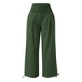 thumbnail image 6 of FAIWAD Cotton Linen Lounge Pants for Womens High Waist Elastic Wide Leg Pants Adjustable Drawstring Jogger Pants (XX-Large, Army Green1), 6 of 6