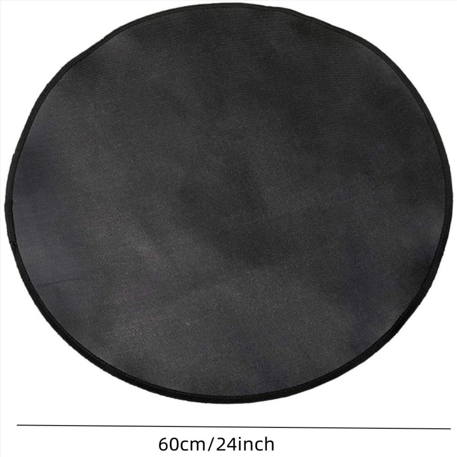 Tapis Ignifuge Rond Tapis De Foyer 91cm Tapis De Protection De Sol Ignifuge Résistant à La Chaleur Avec Bords Réfléchissants Pour Barbecue En Plein Air ,Camping,Patio, Noir