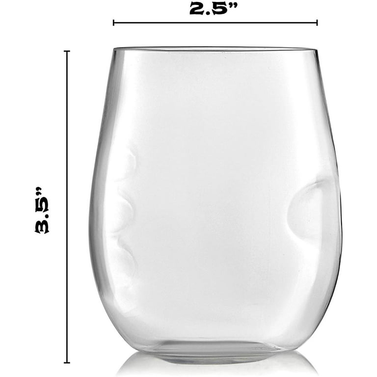 Wine Glass - Stemless - Plastic - Black - 12 Ounce - Pack of 6