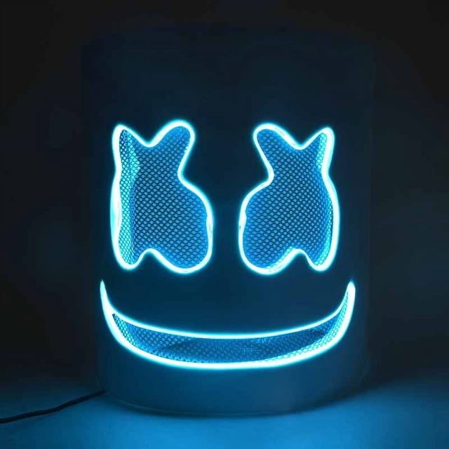 Máscara de goma EVA luminosa con LED y 100 sílabas eléctricas para DJ con malvavisco