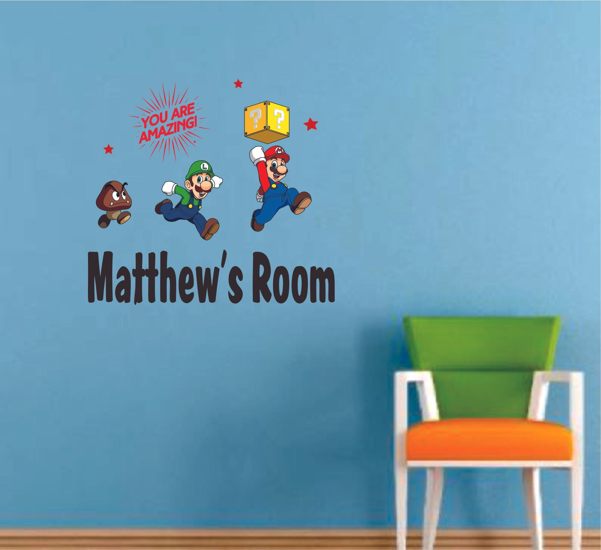 Super Mario Bro Game Games Cartoon Customized Wall Decal - Custom Vinyl  Wall Art - Personalized Name - Baby Girls Boys Kids Bedroom Wall Decal Room  Decor Wall Stickers Decoration Size (10x10