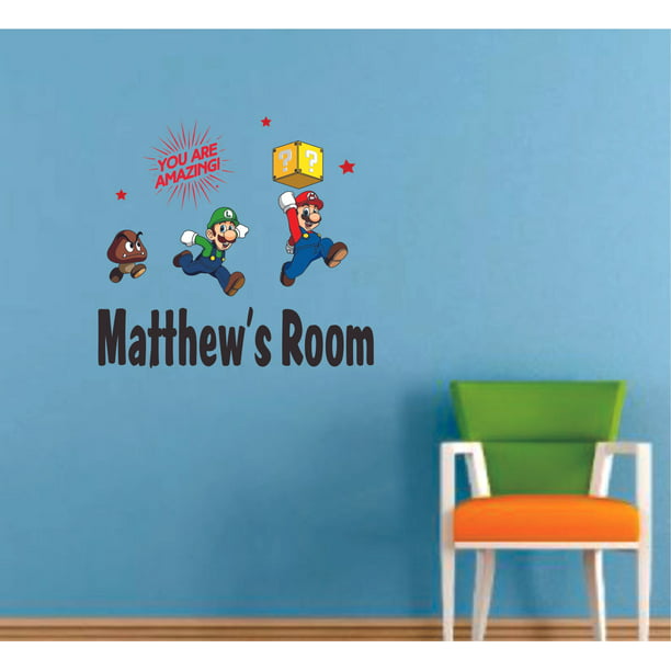 Super Mario Bro Game Games Cartoon Customized Wall Decal - Custom Vinyl  Wall Art - Personalized Name - Baby