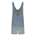 thumbnail image 5 of Women's Denim Rompers Shorts Summer Sleeveless Loose V Neck One Piece Short Jean Jumpsuits with Pockets, 5 of 6