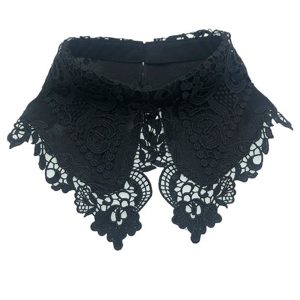 Blusa desmontable bordada de encaje con cuello falso para mujer