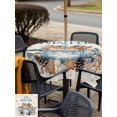 thumbnail image 4 of Outdoor Tablecloth with Umbrella Hole and Zipper, Blue Christmas Square Table Cloth 60x60 Inch Waterproof Tablecloth, Coffee Xmas Botanical Pine Cones Vintage Picnic Table Cover for Patio Camping, 4 of 7