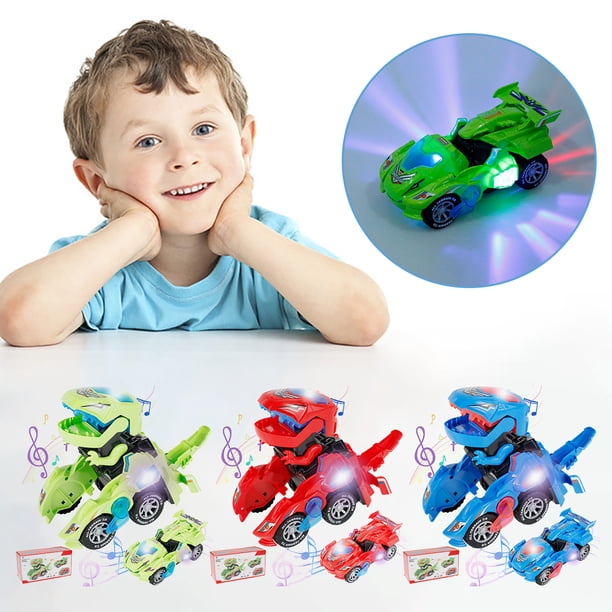 Transformación De Juguetes De Dinosaurios Transformación Automática De Juguetes De Dinosaurios Para Autos Con Luz Led Y Música. Funciona Con Pilas. Transformador Eléctrico Interactivo Para Padres E Hi Muyoka Hogar