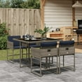 thumbnail image 1 of vidaXL 5 Piece Garden Dining Set with Cushions Grey Poly Rattan, 1 of 5
