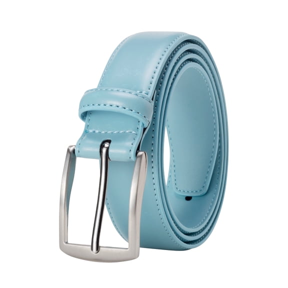 KM Legend Mens Leather Dress Belt for Work Business and Casual(Sky Blue, 36)