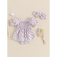 thumbnail image 3 of vera natura Newborn Girl Outfit, Short Sleeve Pleated Popsicle Print Bodysuit with Headband 4th of July Clothing, 3 of 9