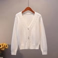 thumbnail image 6 of PIKADINGNIS Casual Sweater Cardigan Women Autumn Winter V Neck Pearl Single Breasted Sweaters Female Loose Long Sleeve Knitted Tops, 6 of 6