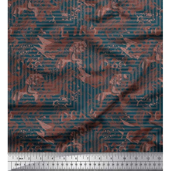 Soimoi Cotton Duck Fabric Texture & Greek Key Geometric Print Fabric by The Yard 42 Inch Wide