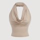 thumbnail image 2 of Mujeres V Cuello Tops sin Mangas sin Espalda Hueco con Flor Bordado, Poliéster Spandex Tejido Elástico para las Vacaciones de la Fiesta, 2 of 6