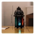 thumbnail image 4 of Portavelas de Hierro de 5 Piezas, Farol para Velas Pequeñas, Farol Colgante de Metal Y Vidrio, Portátil, Estilo Rústico Oriental para Cafetería, Resta 3 piezas, 4 of 7