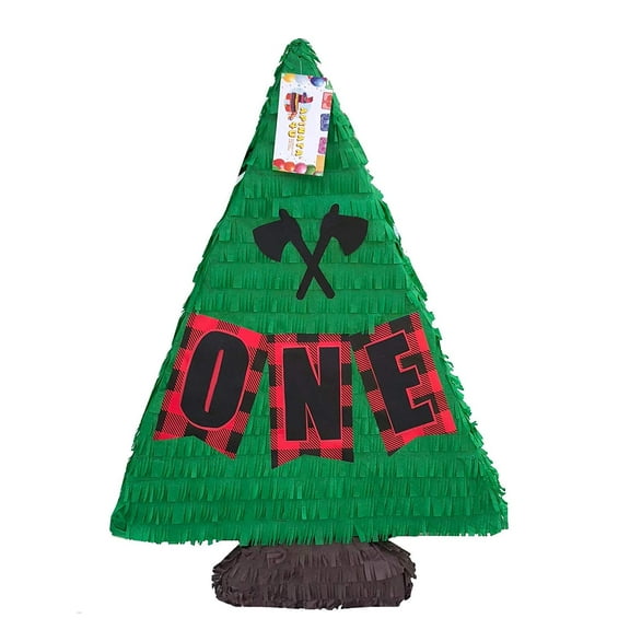 APINATA4U Lumberjack Theme Pine Tree Pinata Plaid and Hatches Accents