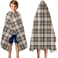 thumbnail image 3 of Brown and White Checkerboard Checkered Pattern Hooded Bath Towel，50"x30" for Ages 3 To 12 Kids, Quick Dry Lightweight Soft Microfiber Hood Beach Towel Cover Up for Kids, 3 of 7