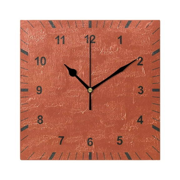 Rust Red Wall Clock Battery Operated Silent Non-Ticking Bedroom Office Kitchen Home School Decor 7.8"(Black)