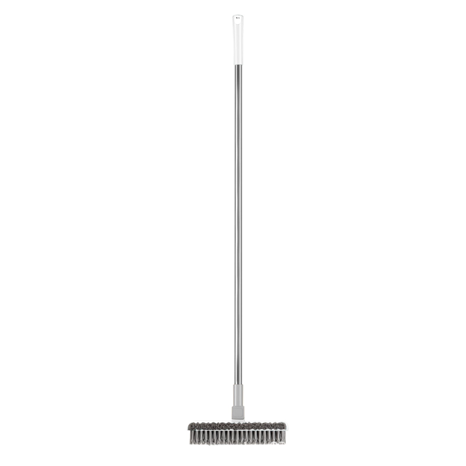 Prinxy 2 in 1 Scalable Cleaning Floor Scrub Brush Floor Brush with Long Handle Grout Brush Scrape V-Shape Stiff Bristle Cleaning Brush with Squeegee