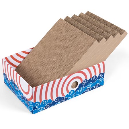 Conlun Cat Scratcher Cardboards with Box  5-Pack Replacement Reversible Cat Scratcher Pad  Large
