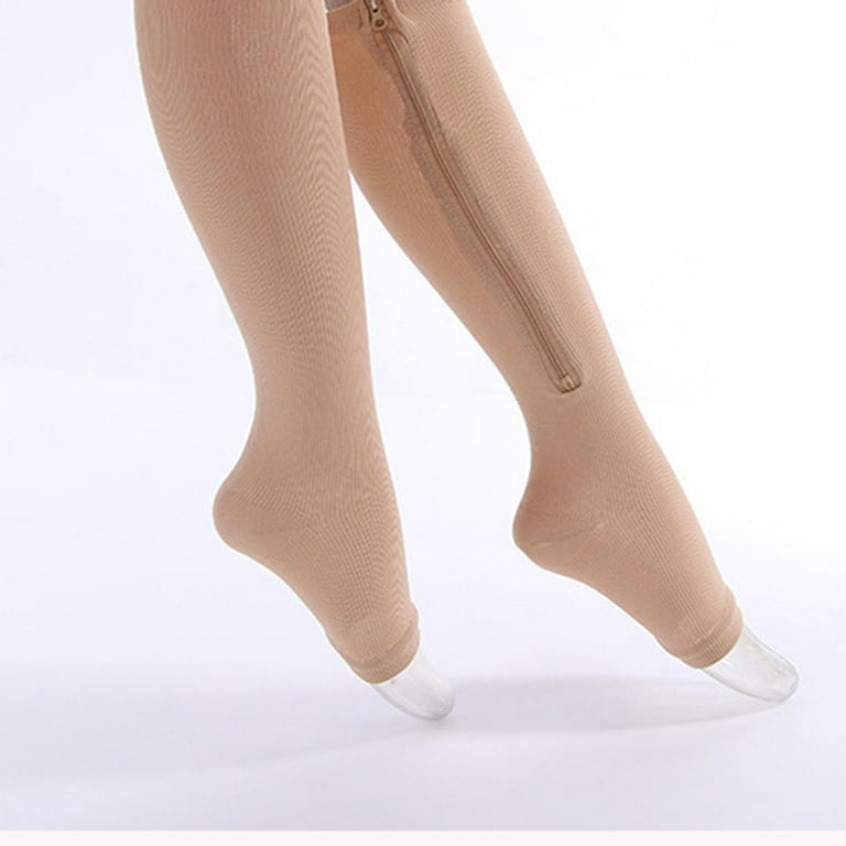 Generic (Gray,)Compression Zip Sox Socks Stretchy Leg Support Zipper  Medical Socks & Open Toe Zipper Stocking For Varicose Veins Edema Swollen  DON @ Best Price Online