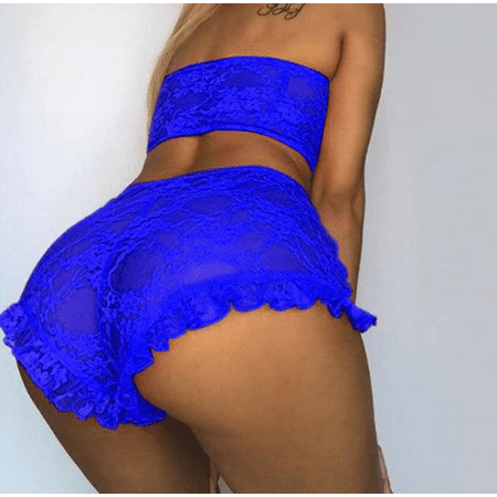 

Sexy Women Lingerie Satin Lace Sleepwear Babydoll Pajamas Nightwear Nightdress #2 Blue S