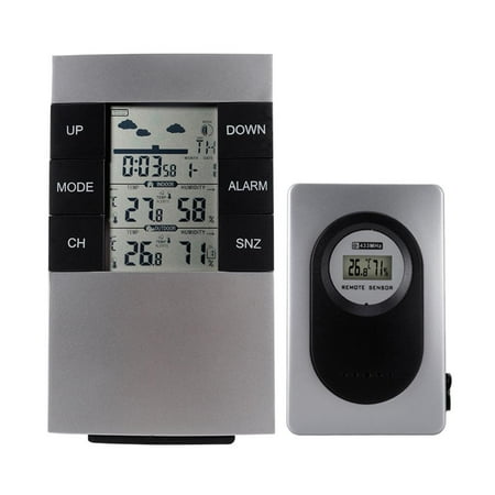

Thinsont Weather Station Wireless Battery Powered Outdoor Indoor Digital Screen Hygrometer Alarm Weather Forecast Humidity