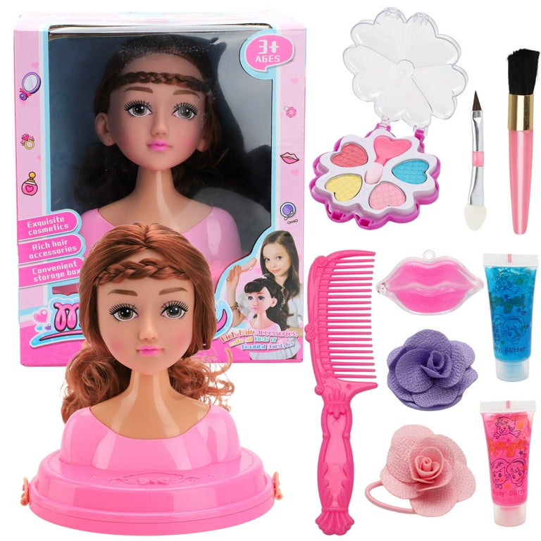 Kids Dolls Styling Head Makeup Comb Hair Toy Doll Set Pretend Play Princess Dressing Play Toys for Girls 3-6 Years, Size: Luxury, Pink