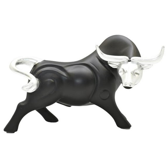 Adam & Friends Home Decor Strong Bull Sculpture | 1-Piece | Black/Silver