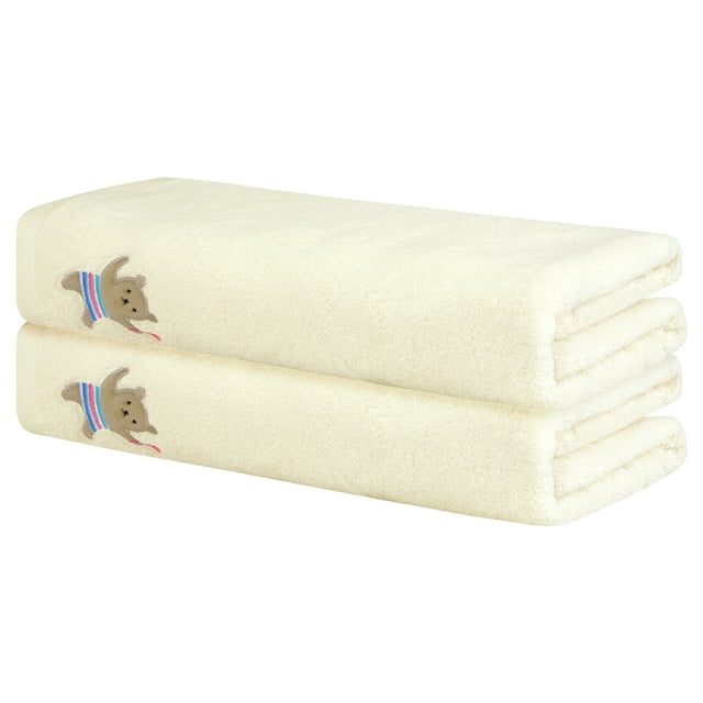 REGALWOVEN Juego de Toallas de Baño de Algodón de 2 Piezas, Ultra Suave, Absorbente, de Secado Rápido y Ligeras, Toallas Grandes para Baño Beige 24" x 48"