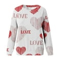 thumbnail image 3 of WREESH Valentine's Day Womens Sweatshirts Casual Printed Thin Sweater Long Sleeve Round Neck Shirt/Shirt Red, 3 of 5
