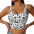 thumbnail image 3 of Goofa Black Footprints Printed Sports Bras for Women, High Impact Running Bra Workout Crop Tank Tops Longline Sports Bra Push up-Large, 3 of 9