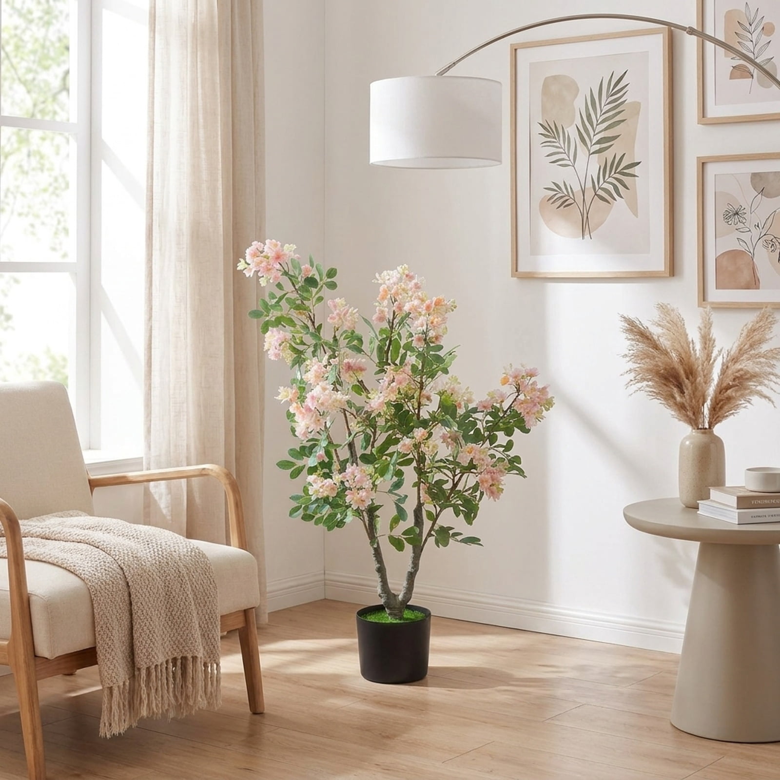 Vebreda Artificial Plant Decor, 36" Set of 1 Artificial Impatiens Tree with Mini Fruits and Silk Flowers, Charming & Lifelike Appearance