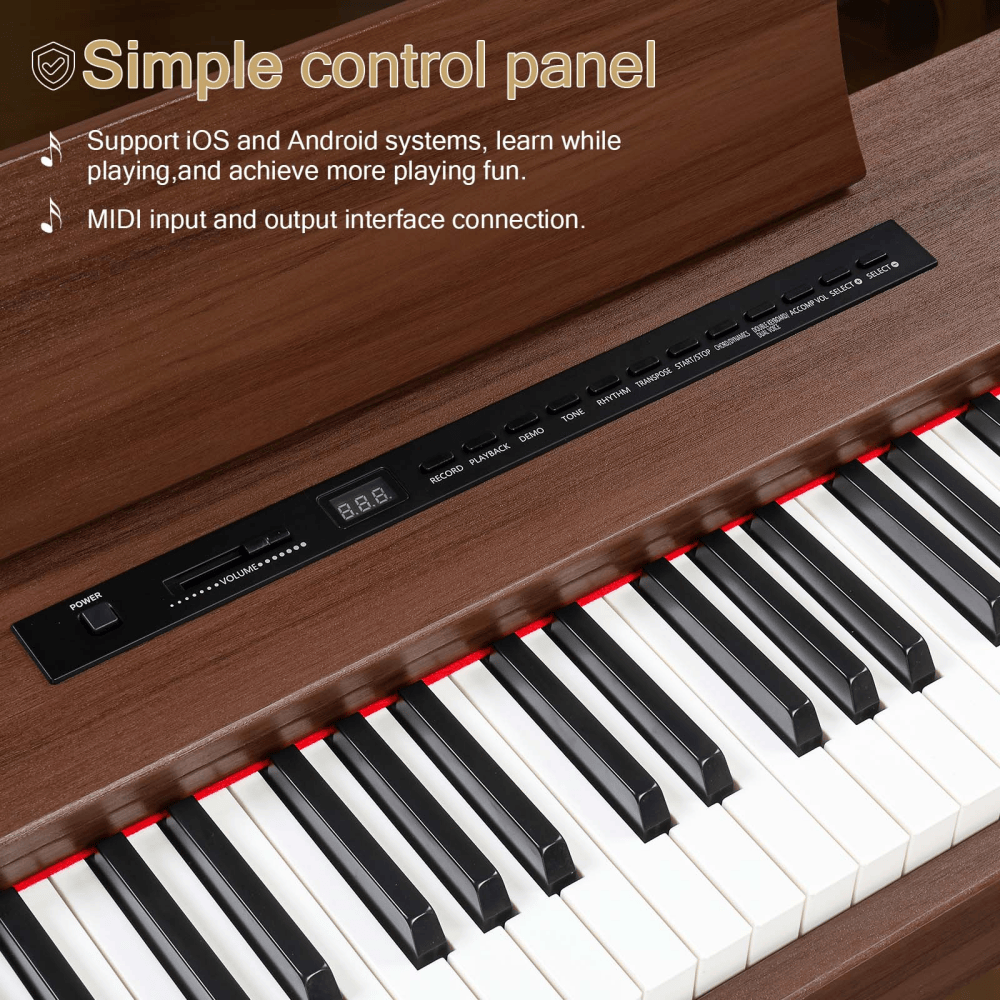 Tcbosik 88 Keys Full Weighted Keyboard Piano with Stand & Triple Pedals, Digital Piano with Headphone and Power Adapter, Black & Walnut