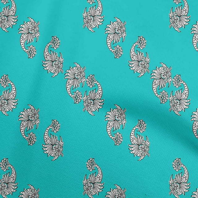 oneOone Polyester Spandex Turquoise Blue Fabric Block Craft Projects Decor Fabric Printed By The Yard 56 Inch Wide-4W