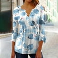 thumbnail image 2 of Camisetas de Cuello en V Mujeres, Impreso 3/4 Manga Blusa Casual Hecha de Cómodo Estante de Imitación para Toda la Temporada de Uso Diario, Camisetas Casuales de Mujer, 2 of 5