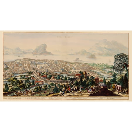 Historic Map - Mexico City Mexico - Ogilby 1671 - Vintage Wall Art