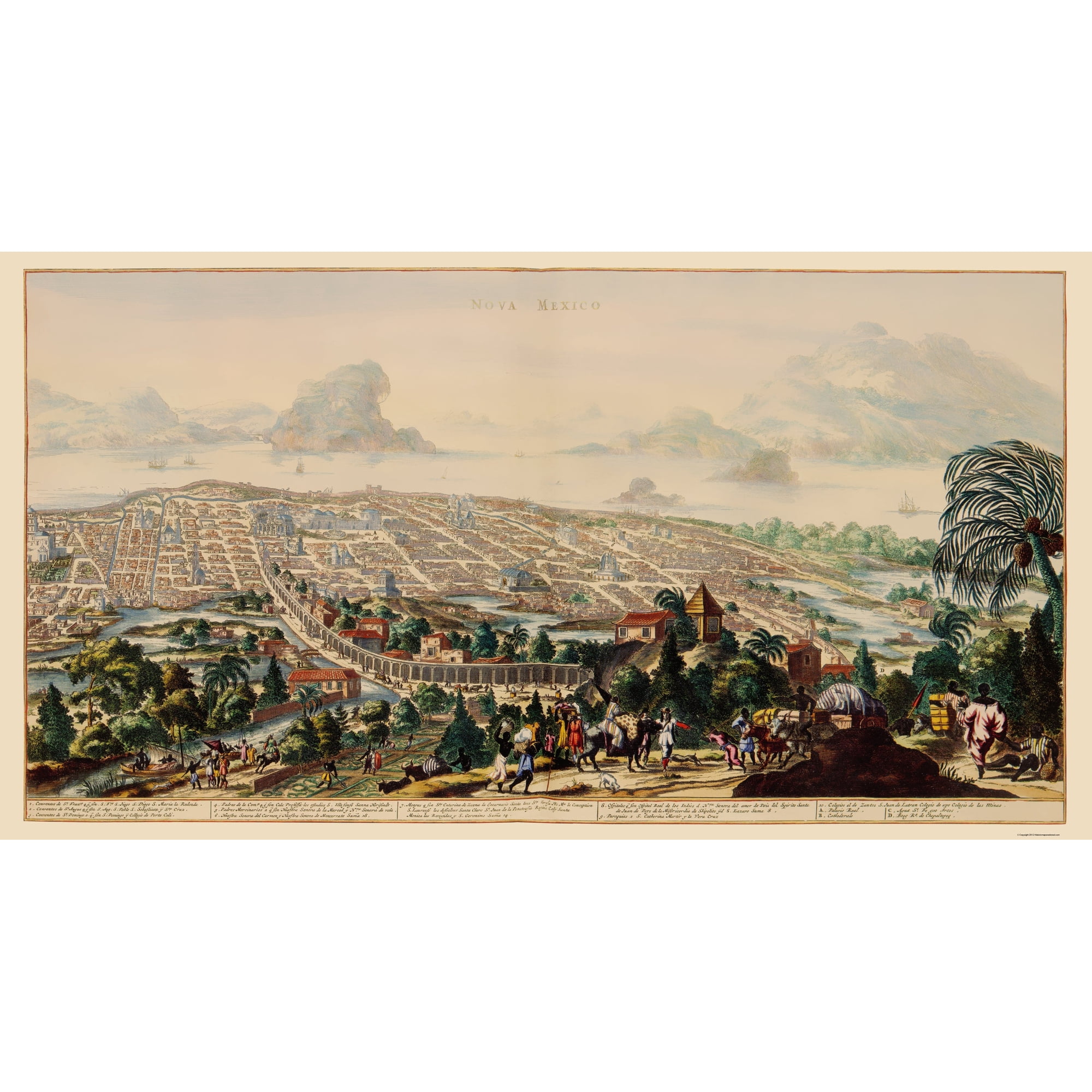 Historic Map - Mexico City Mexico - Ogilby 1671 - Vintage Wall Art
