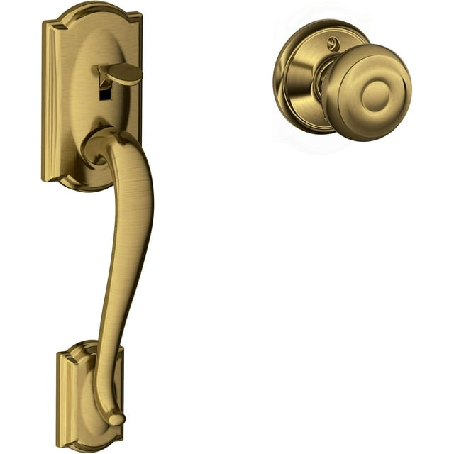 Front Entry Handleset with Left Handed Accent Door Lever Lower Half Grip Aged Bronze FE CAM Acc CAM LH