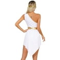 thumbnail image 3 of Oyolan Costume de Jeu de Rôle Grec Romain Ancien pour Femmes Robe à Ourlet Irrégulier avec Bandeau Jaune P, 3 of 6