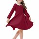 thumbnail image 1 of Odeerbi Niñas Cuello Peter Pan Vestido Algodón Primavera Otoño Vestido Manga Larga Color Sólido Cuello Redondo, 1 of 5